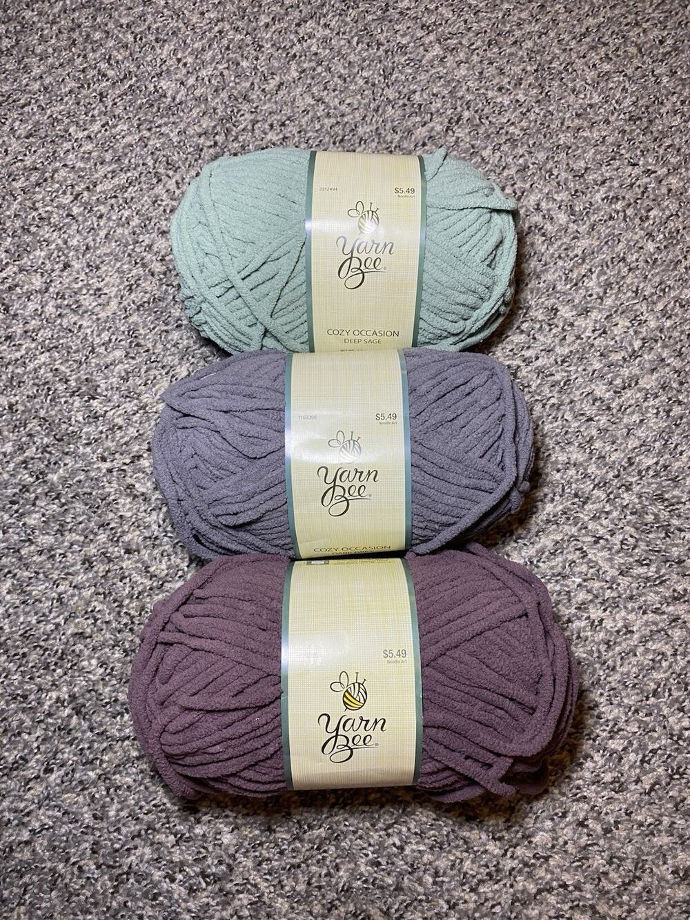 Yarn Bee Cozy Occasion Lot Of 3 French Lilac Dark Grey Deep Sage 5.5 Oz 101 Yard